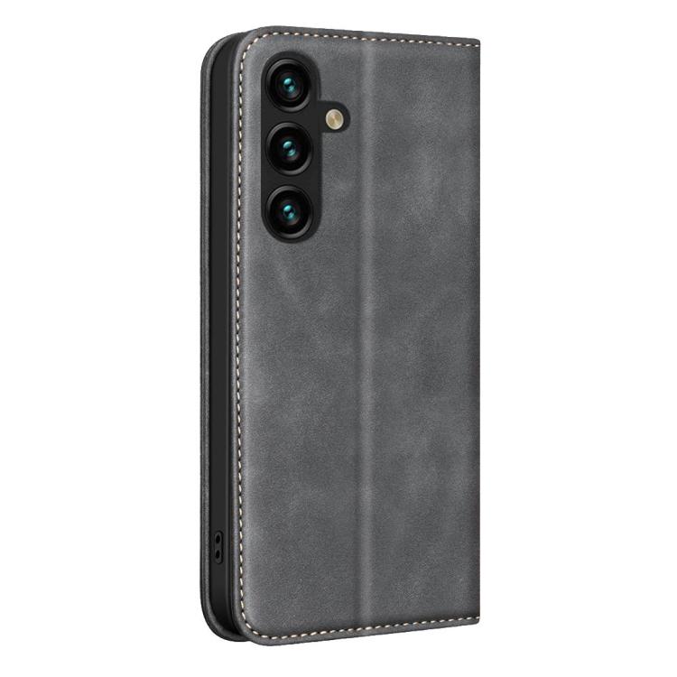 For Samsung Galaxy A55 5G BINFEN COLOR Calfskin Texture Magnetic RFID Vegan Leather Phone Case