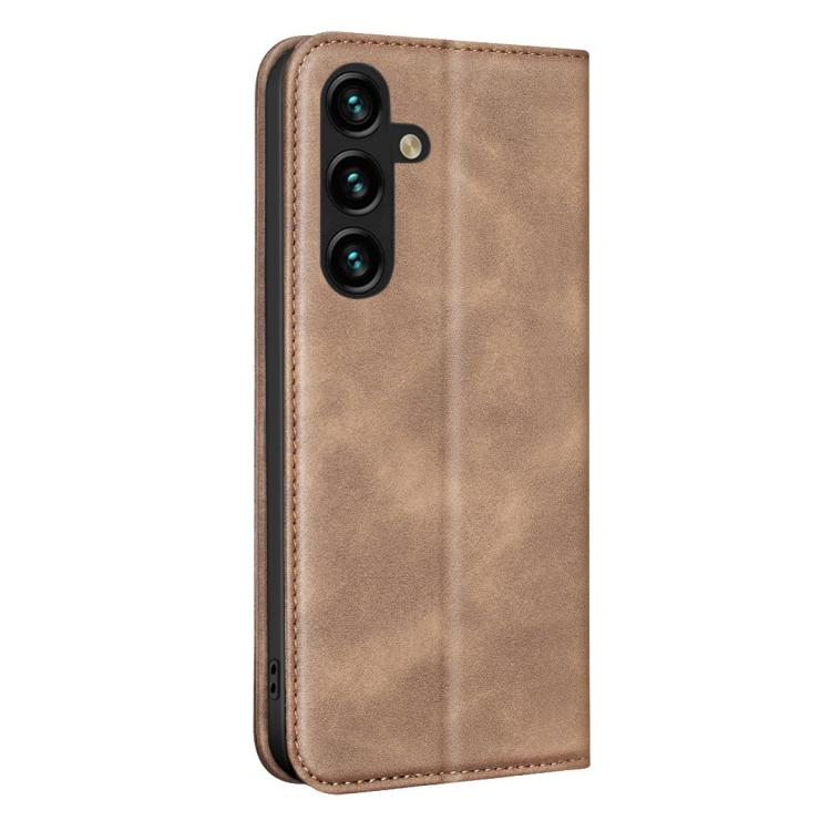For Samsung Galaxy A55 5G BINFEN COLOR Calfskin Texture Magnetic RFID Vegan Leather Phone Case