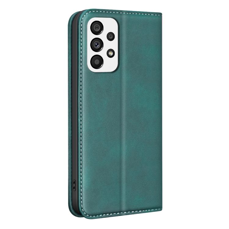 For Samsung Galaxy A73 BINFEN COLOR Calfskin Texture Magnetic RFID Vegan Leather Phone Case