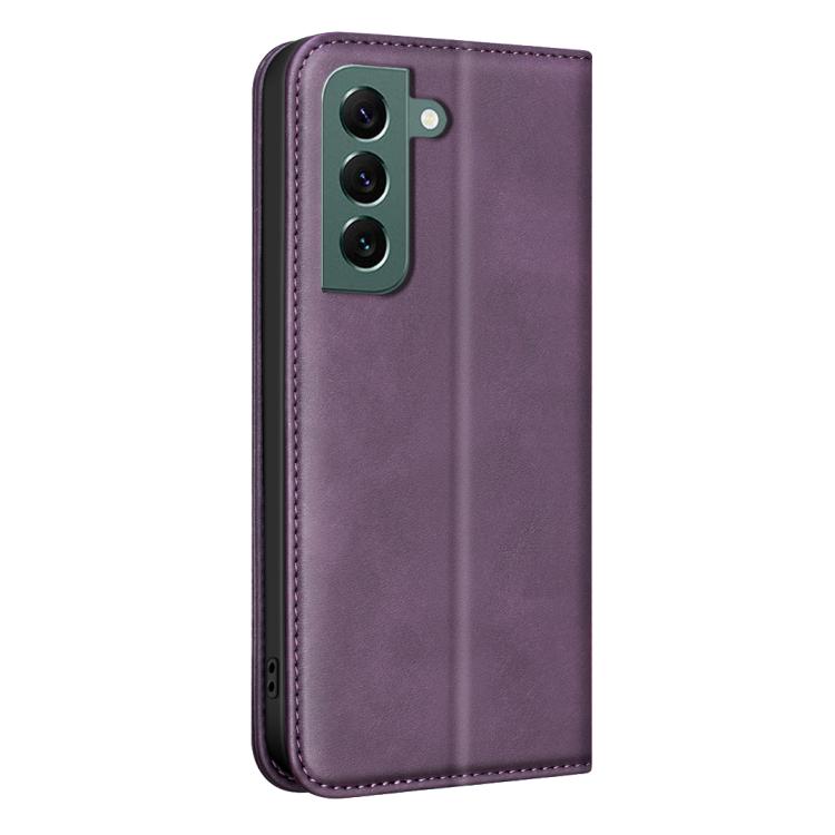 For Samsung Galaxy S21+ 5G BINFEN COLOR Calfskin Texture Magnetic RFID Vegan Leather Phone Case
