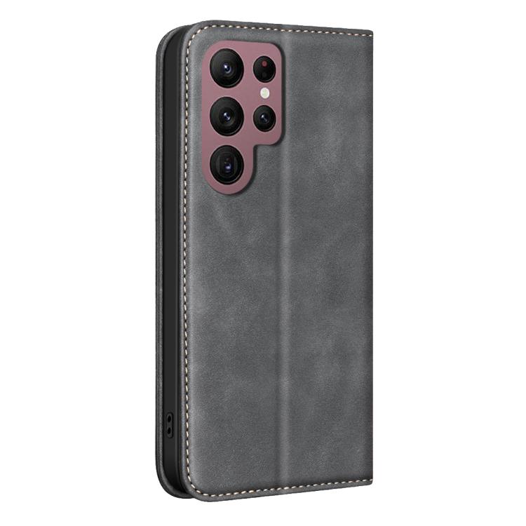 For Samsung Galaxy S21 Ultra 5G BINFEN COLOR Calfskin Texture Magnetic RFID Vegan Leather Phone Case