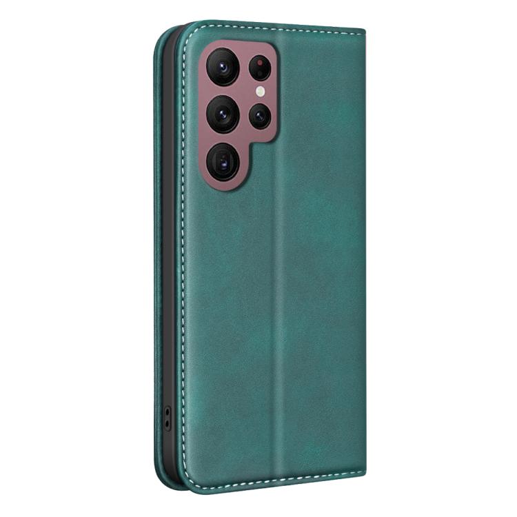For Samsung Galaxy S21 Ultra 5G BINFEN COLOR Calfskin Texture Magnetic RFID Vegan Leather Phone Case