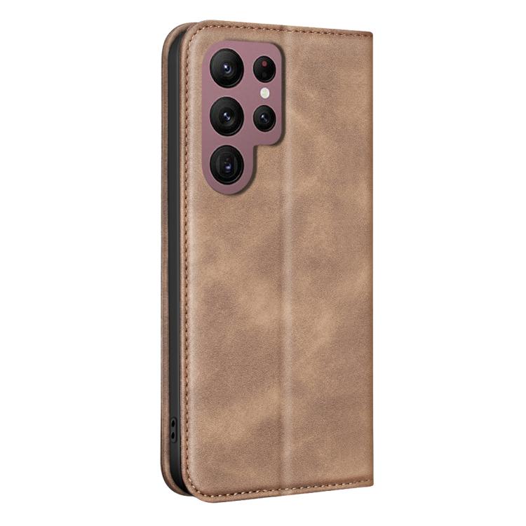 For Samsung Galaxy S21 Ultra 5G BINFEN COLOR Calfskin Texture Magnetic RFID Vegan Leather Phone Case