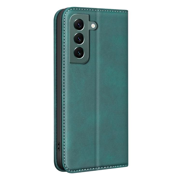 For Samsung Galaxy S22+ 5G BINFEN COLOR Calfskin Texture Magnetic RFID Vegan Leather Phone Case
