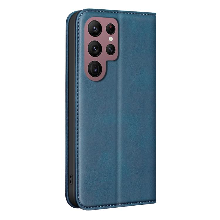 For Samsung Galaxy S22 Ultra 5G BINFEN COLOR Calfskin Texture Magnetic RFID Vegan Leather Phone Case