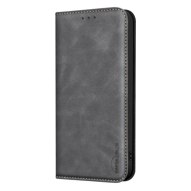 For Samsung Galaxy S23+ 5G BINFEN COLOR Calfskin Texture Magnetic RFID Vegan Leather Phone Case