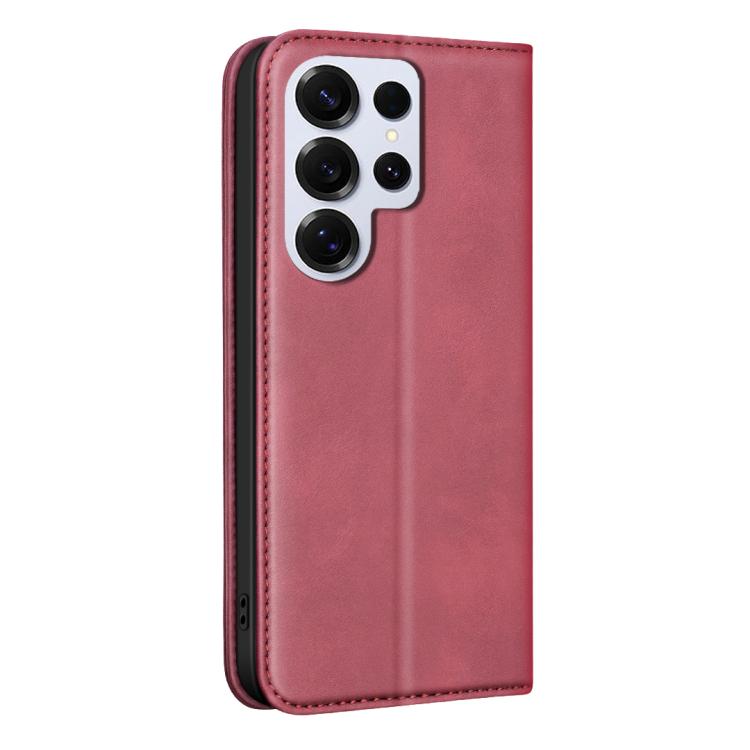 For Samsung Galaxy S23 Ultra 5G BINFEN COLOR Calfskin Texture Magnetic RFID Vegan Leather Phone Case