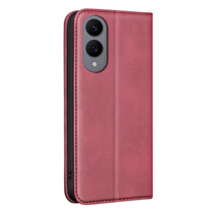 For Samsung Galaxy S25 Edge 5G BINFEN COLOR Calfskin Texture Magnetic RFID Vegan Leather Phone Case
