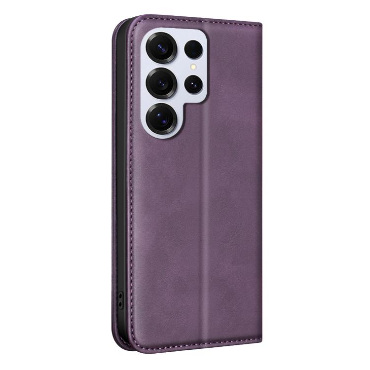 For Samsung Galaxy S25 Ultra 5G BINFEN COLOR Calfskin Texture Magnetic RFID Vegan Leather Phone Case