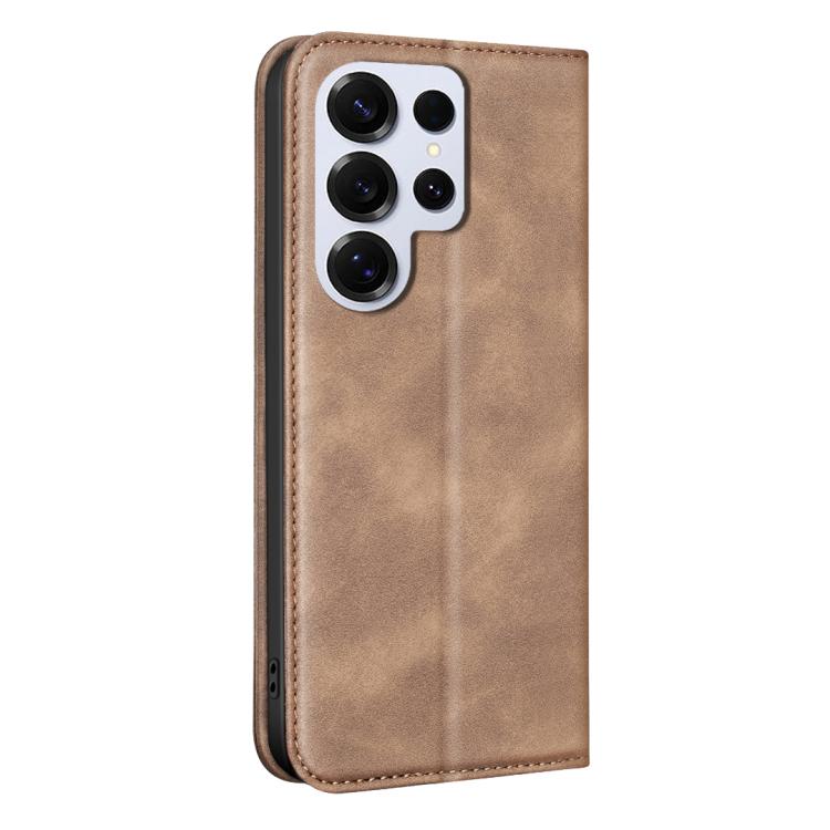 For Samsung Galaxy S25 Ultra 5G BINFEN COLOR Calfskin Texture Magnetic RFID Vegan Leather Phone Case