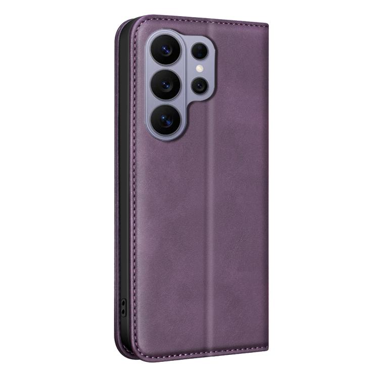 For Samsung Galaxy S26 Ultra 5G BINFEN COLOR Calfskin Texture Magnetic RFID Vegan Leather Phone Case