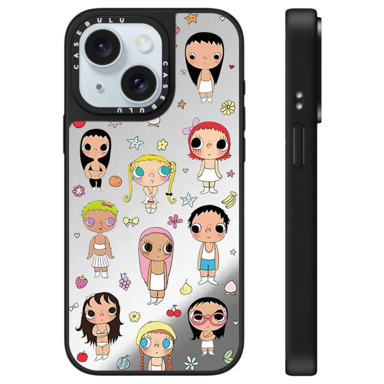 For iPhone 15 YUY Series Pattern Mirror Phone Case