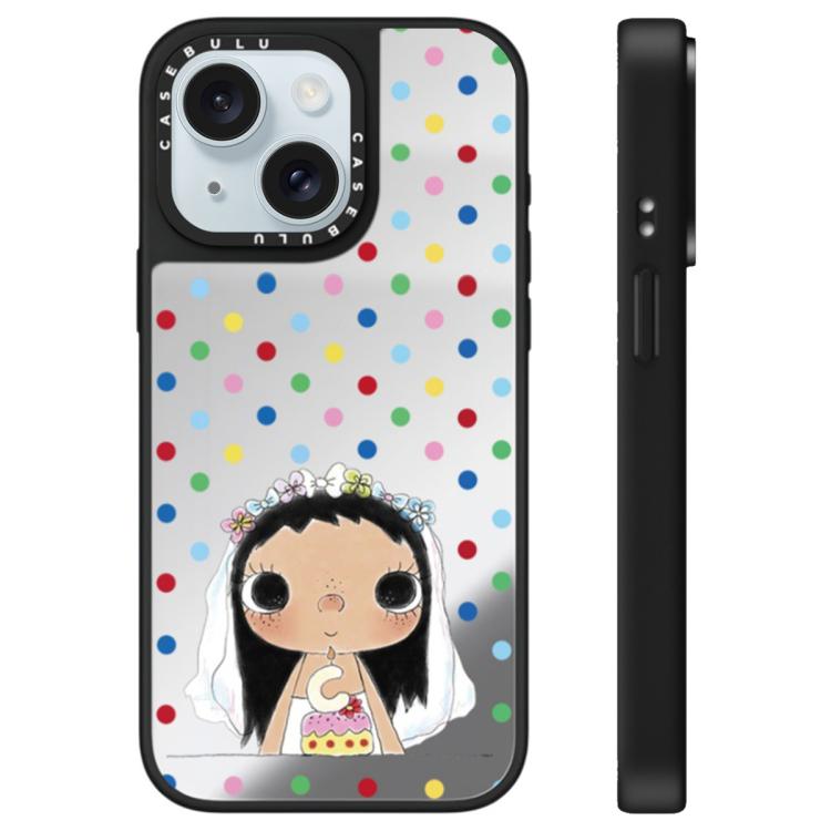 For iPhone 15 YUY Series Pattern Mirror Phone Case