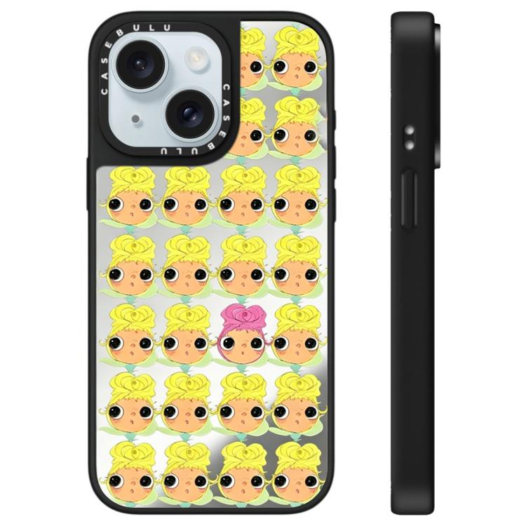 For iPhone 15 YUY Series Pattern Mirror Phone Case