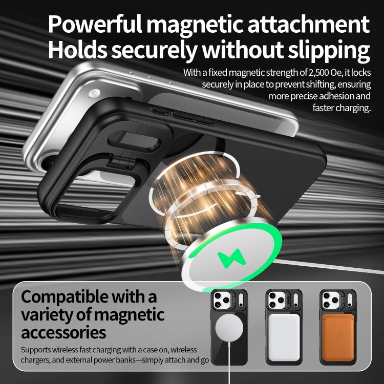 For iPhone 17 Pro Max Lens Frame Stand Glass Thin Circle Magnetic Phone Case