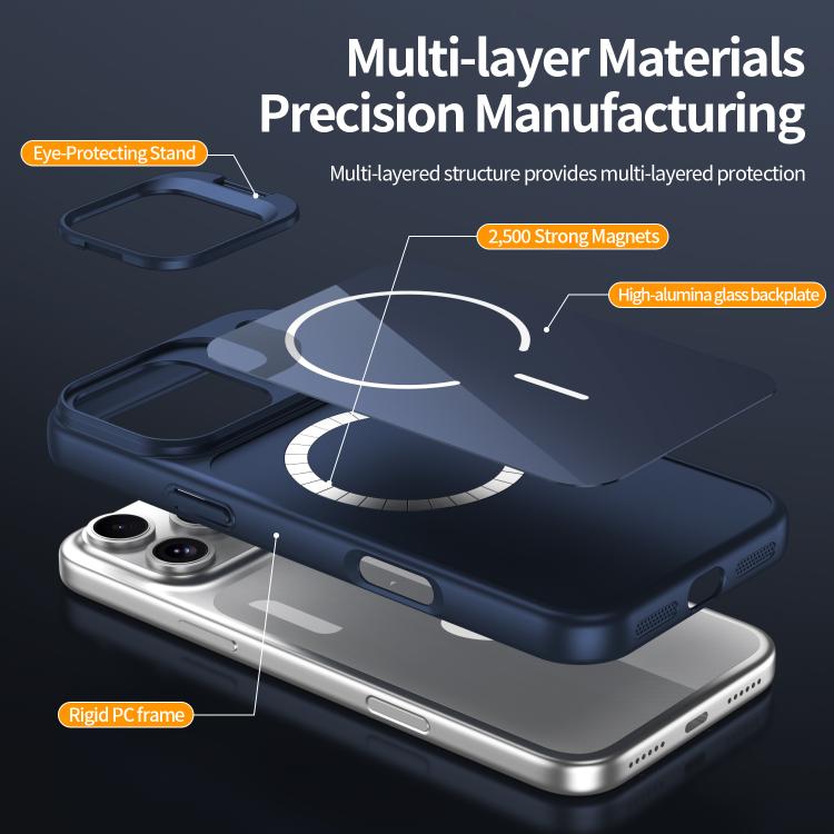 For iPhone 17 Pro Max Lens Frame Stand Glass Thin Circle Magnetic Phone Case