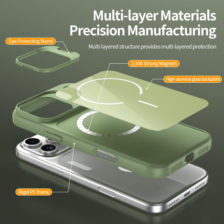 For iPhone 17 Pro Max Lens Frame Stand Glass Thin Circle Magnetic Phone Case