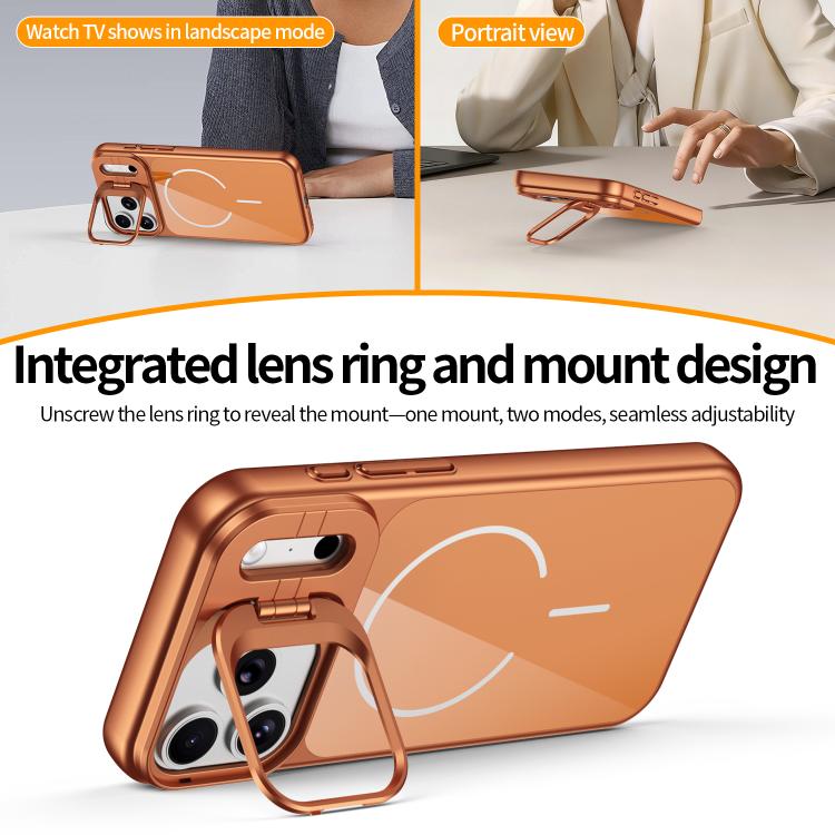 For iPhone 17 Pro Max Lens Frame Stand Glass Thin Circle Magnetic Phone Case