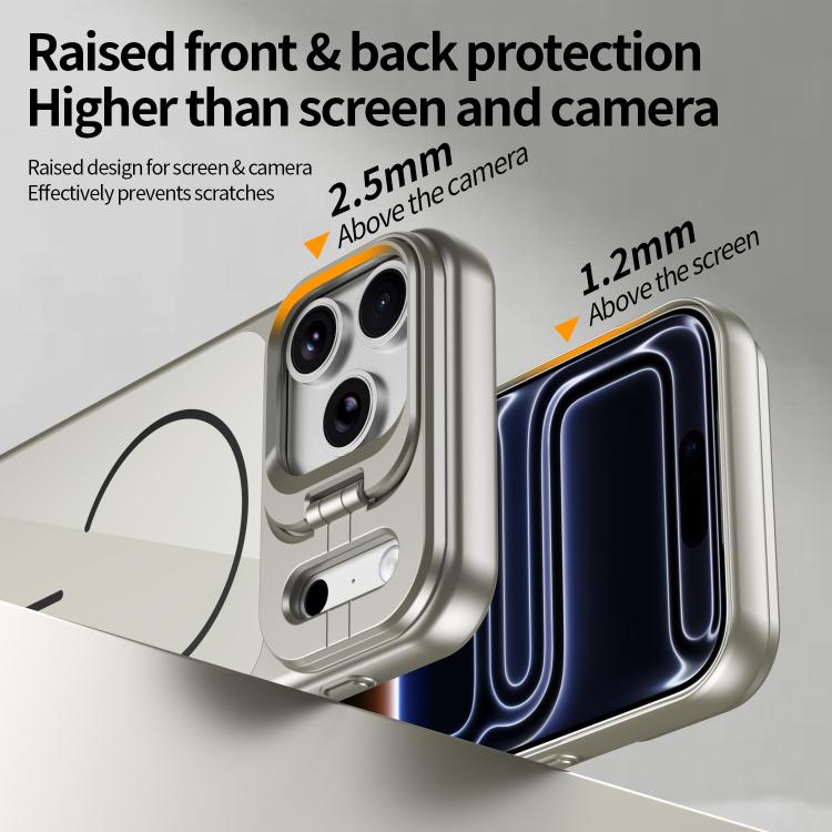 For iPhone 17 Pro Max Lens Frame Stand Glass Thin Circle Magnetic Phone Case