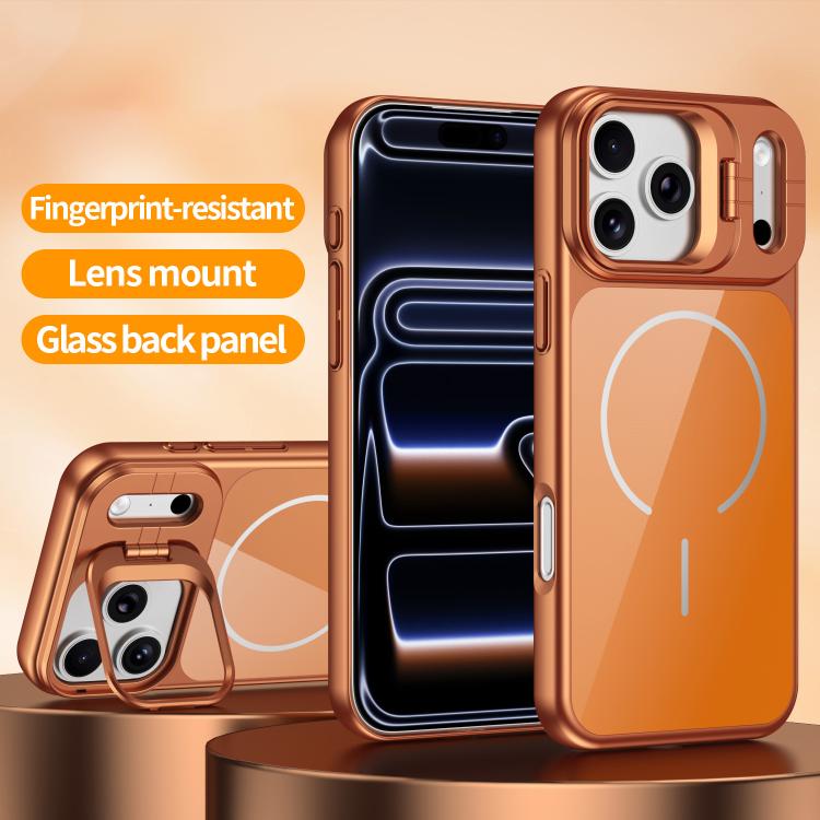 For iPhone 17 Pro Lens Frame Stand Glass Thin Circle Magnetic Phone Case
