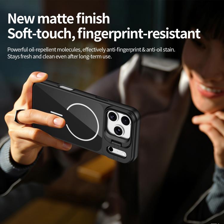 For iPhone 17 Lens Frame Stand Glass Thin Circle Magnetic Phone Case