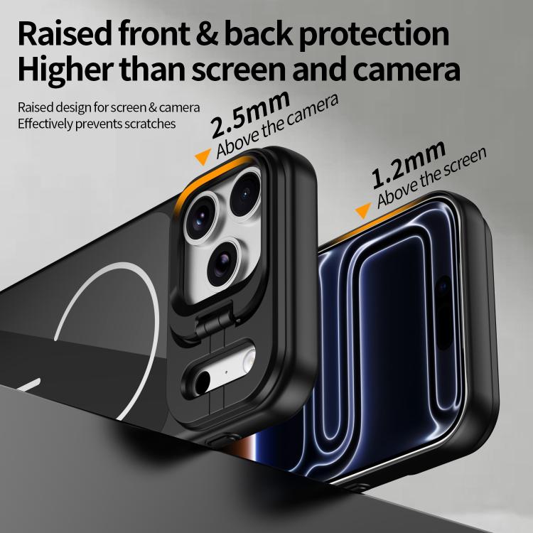 For iPhone 17 Lens Frame Stand Glass Thin Circle Magnetic Phone Case