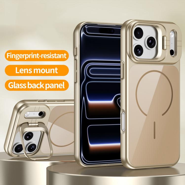 For iPhone 17 Lens Frame Stand Glass Thin Circle Magnetic Phone Case
