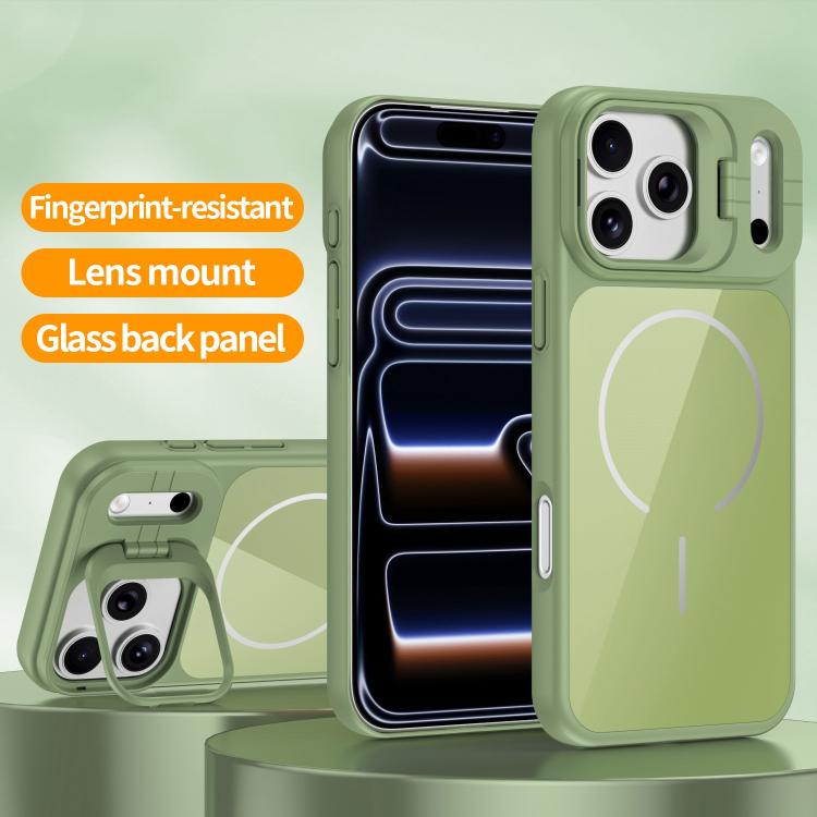 For iPhone 17 Lens Frame Stand Glass Thin Circle Magnetic Phone Case