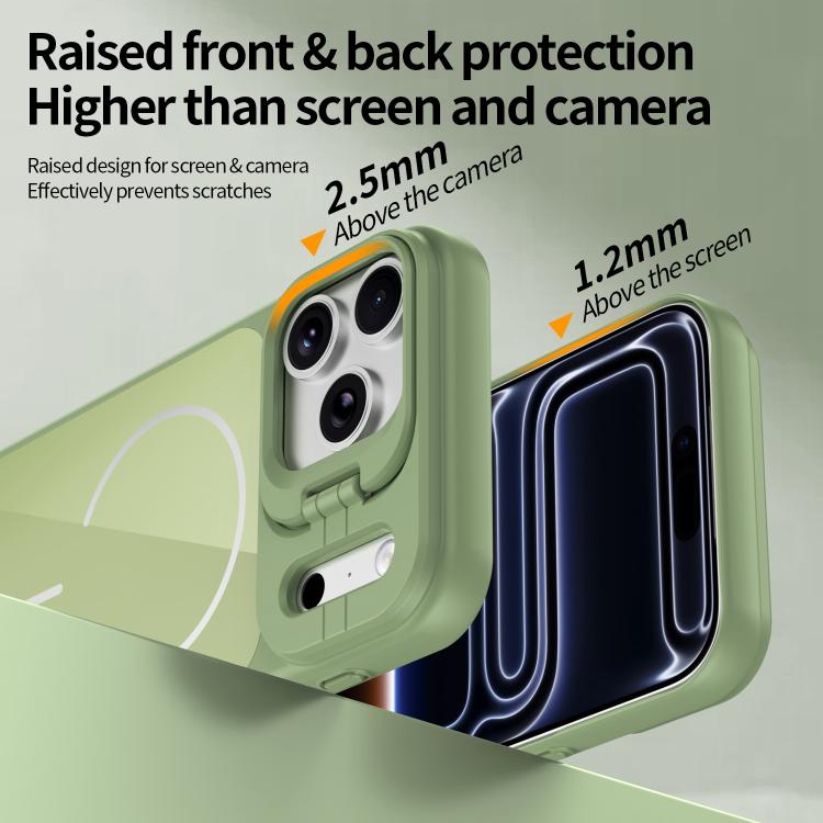 For iPhone 17 Lens Frame Stand Glass Thin Circle Magnetic Phone Case