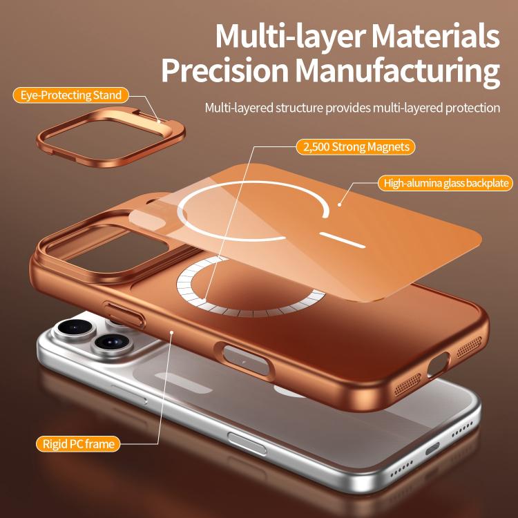 For iPhone 17 Lens Frame Stand Glass Thin Circle Magnetic Phone Case