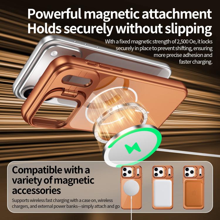 For iPhone 17 Lens Frame Stand Glass Thin Circle Magnetic Phone Case