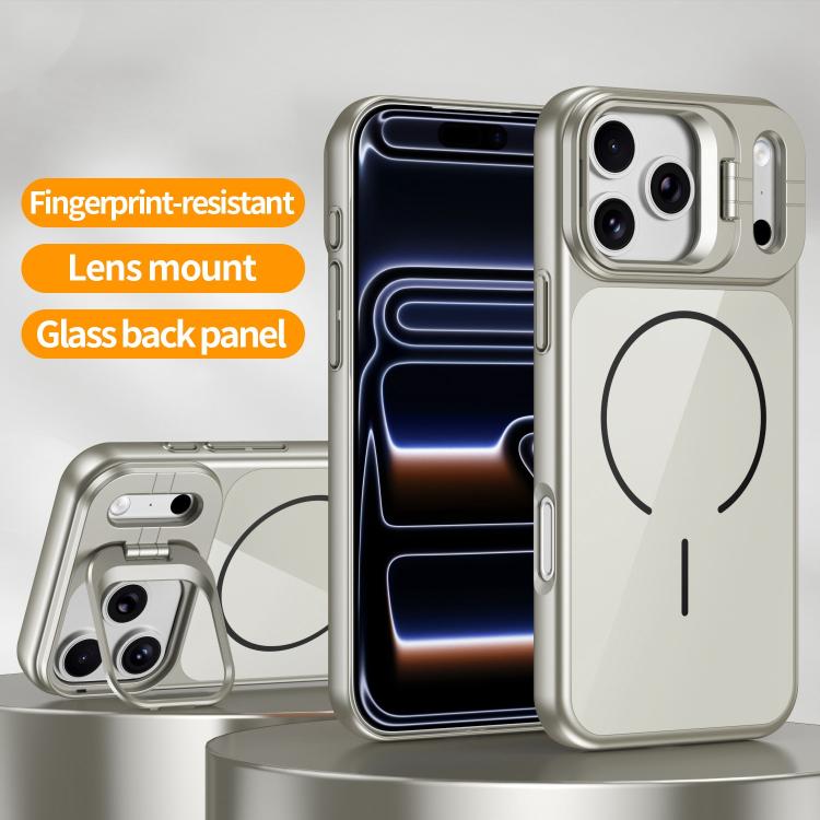 For iPhone 17 Lens Frame Stand Glass Thin Circle Magnetic Phone Case
