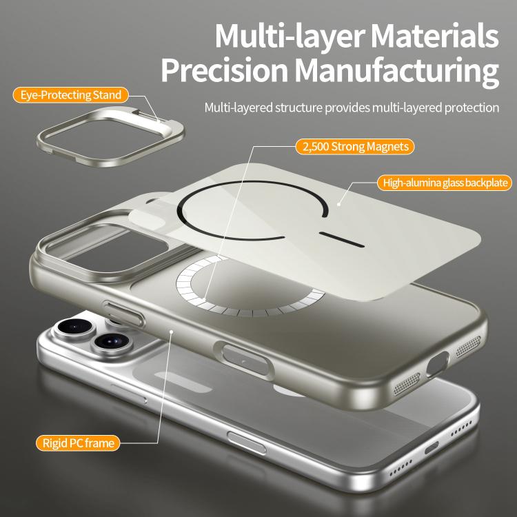 For iPhone 17 Lens Frame Stand Glass Thin Circle Magnetic Phone Case