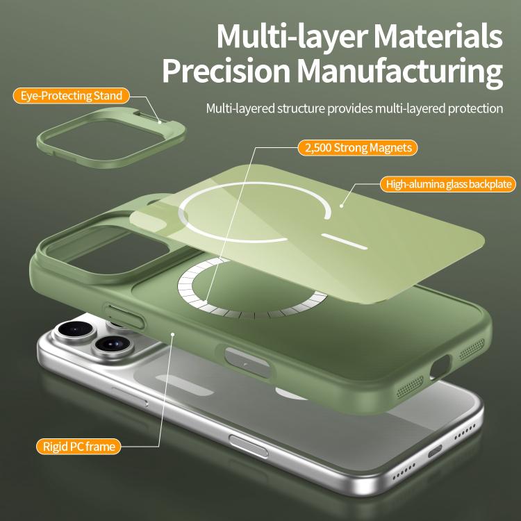 For iPhone 16 Pro Max Lens Frame Stand Glass Thin Circle Magnetic Phone Case