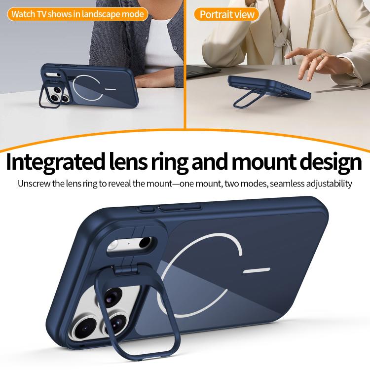 For iPhone 15 Pro Max Lens Frame Stand Glass Thin Circle Magnetic Phone Case