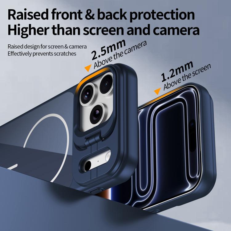 For iPhone 15 Pro Max Lens Frame Stand Glass Thin Circle Magnetic Phone Case