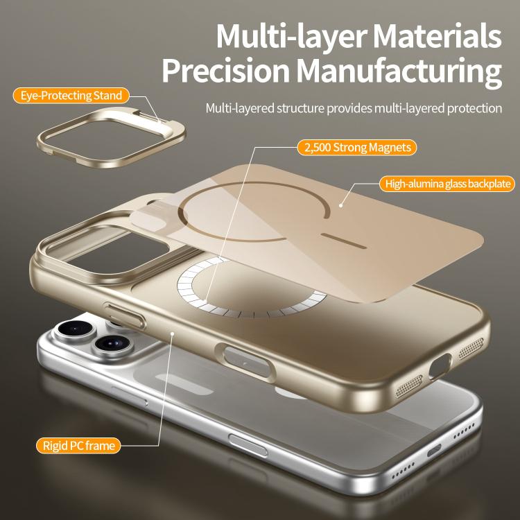 For iPhone 15 Pro Max Lens Frame Stand Glass Thin Circle Magnetic Phone Case