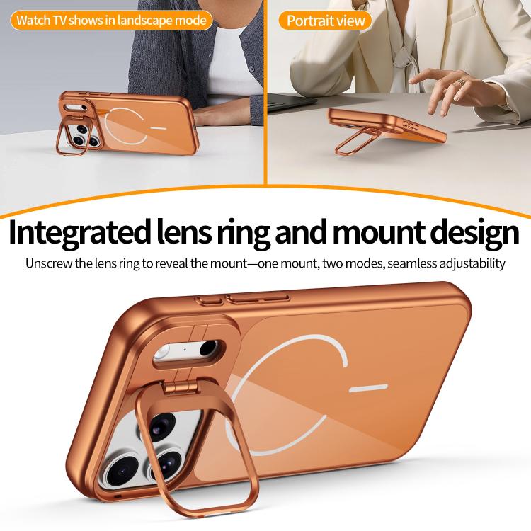 For iPhone 15 Pro Max Lens Frame Stand Glass Thin Circle Magnetic Phone Case