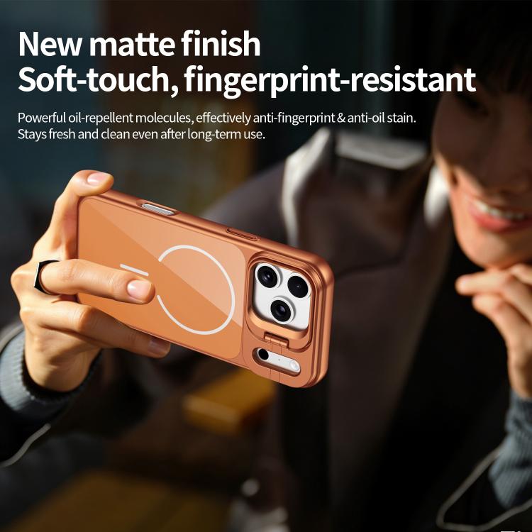 For iPhone 15 Pro Max Lens Frame Stand Glass Thin Circle Magnetic Phone Case