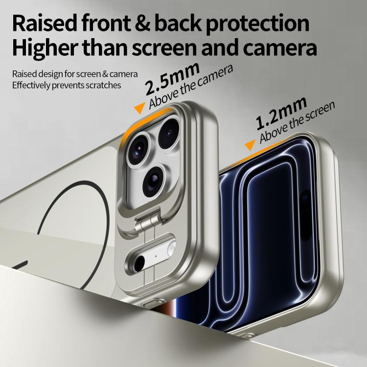 For iPhone 15 Pro Max Lens Frame Stand Glass Thin Circle Magnetic Phone Case