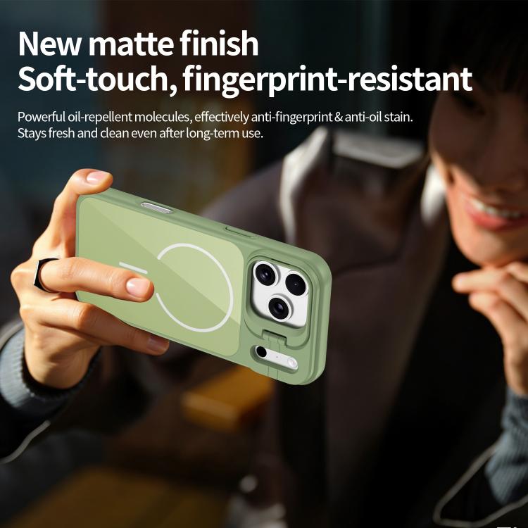 For iPhone 15 Lens Frame Stand Glass Thin Circle Magnetic Phone Case