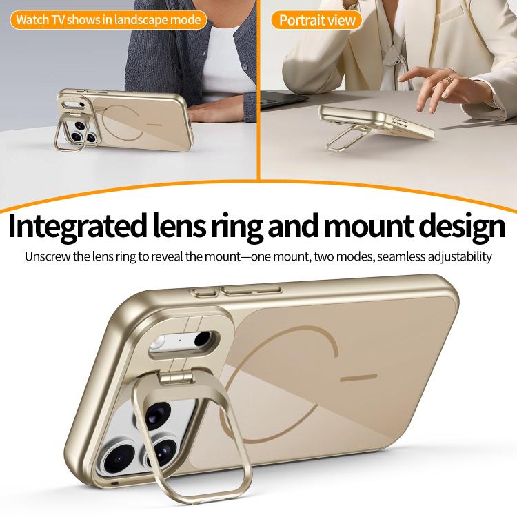 For iPhone 14 Pro Max Lens Frame Stand Glass Thin Circle Magnetic Phone Case