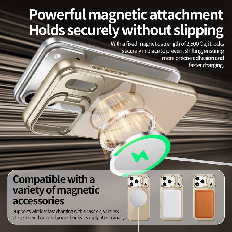 For iPhone 14 Pro Max Lens Frame Stand Glass Thin Circle Magnetic Phone Case