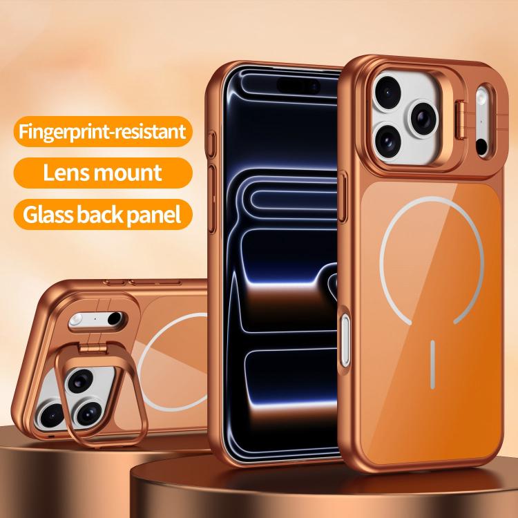 For iPhone 14 Pro Max Lens Frame Stand Glass Thin Circle Magnetic Phone Case