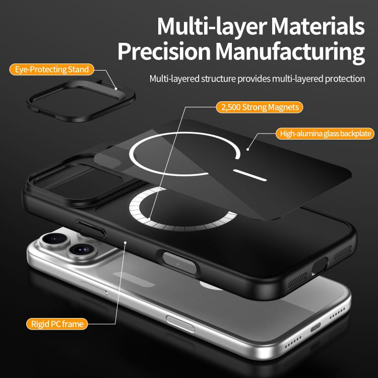 For iPhone 13 Lens Frame Stand Glass Thin Circle Magnetic Phone Case