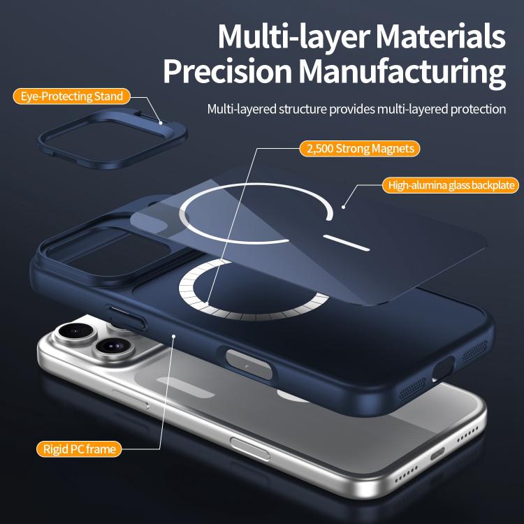For iPhone 13 Lens Frame Stand Glass Thin Circle Magnetic Phone Case