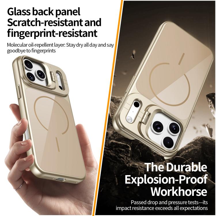 For iPhone 13 Lens Frame Stand Glass Thin Circle Magnetic Phone Case