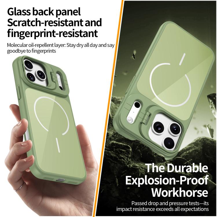For iPhone 13 Lens Frame Stand Glass Thin Circle Magnetic Phone Case