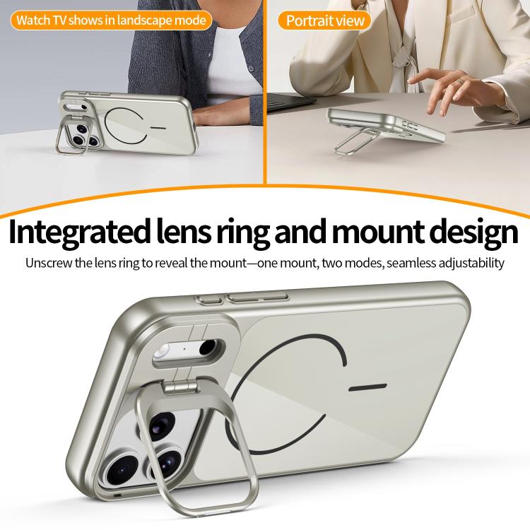 For iPhone 13 Lens Frame Stand Glass Thin Circle Magnetic Phone Case
