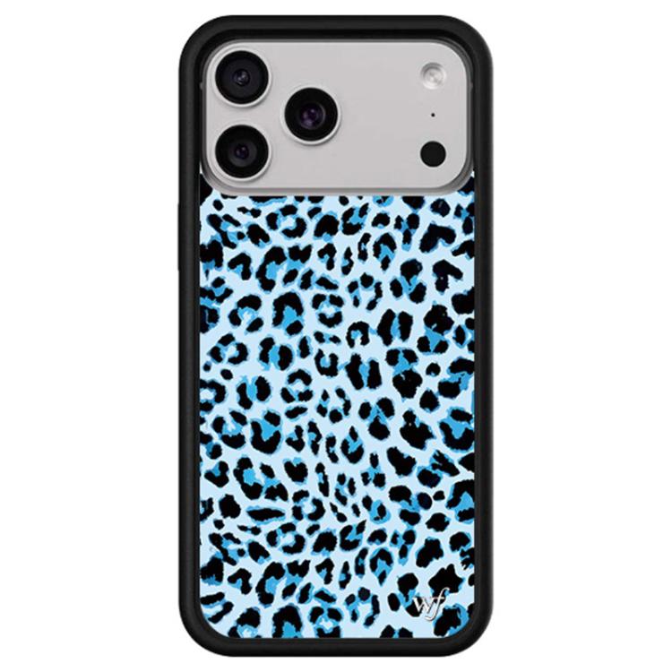 For iPhone 17 Pro WildFlow Floral Series Pattern Phone Case - Blue Black Leopard
